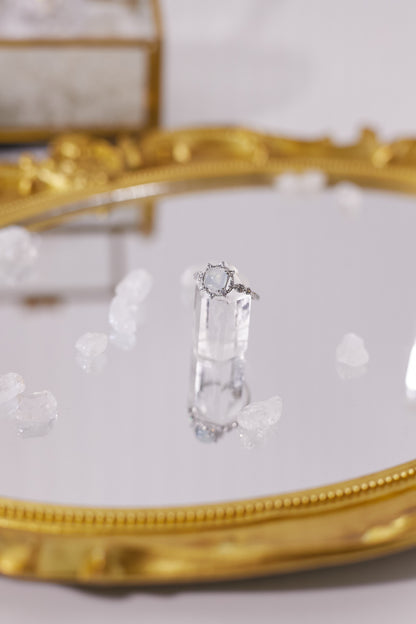 R029-Aquamarine zircon open ring