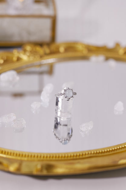 R029-Aquamarine zircon open ring