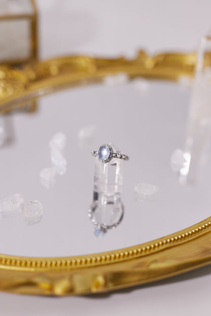 R030-Aquamarine egg-shaped open ring