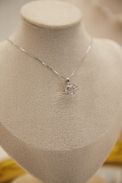N001-White crystal planet pendant necklace