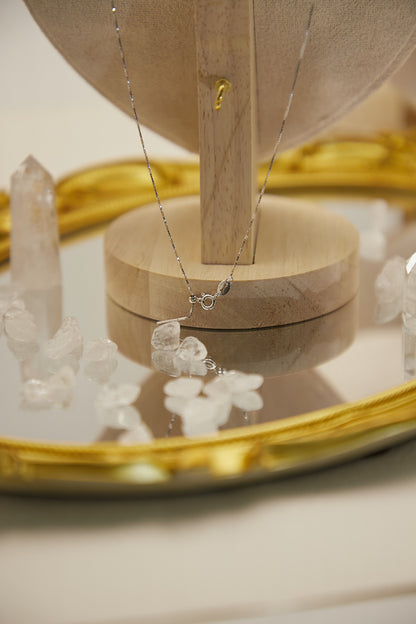 N001-White crystal planet pendant necklace