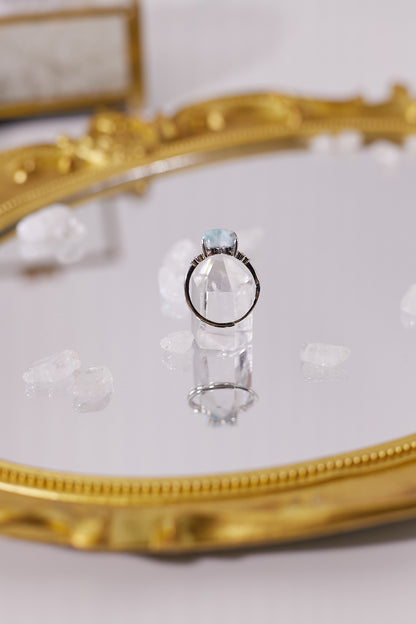 R031-Sea Stone Heart Shape Open Ring