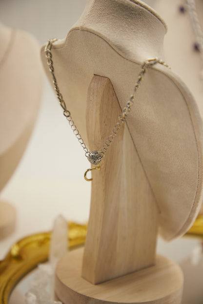 N004-Black Obsidian. Silver Obsidian Magnetic Necklace