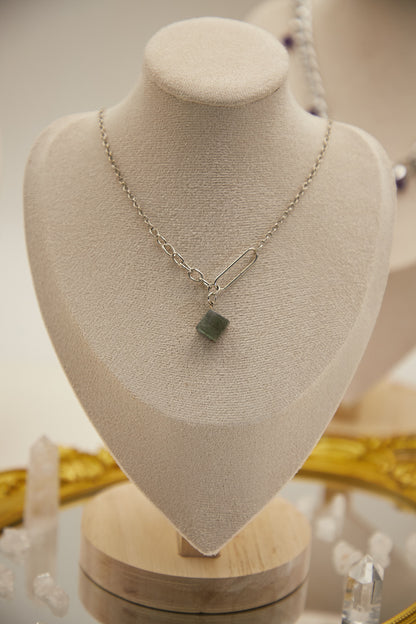 N005-Gray Moonlight Sugar Cube Magnetic Necklace