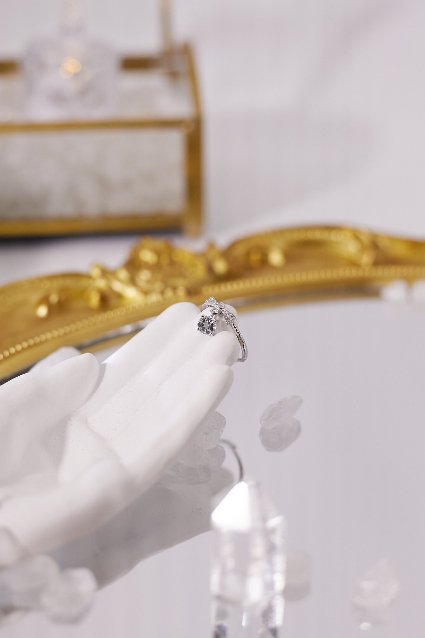 R034-Aquamarine Cut S925 Open Ring