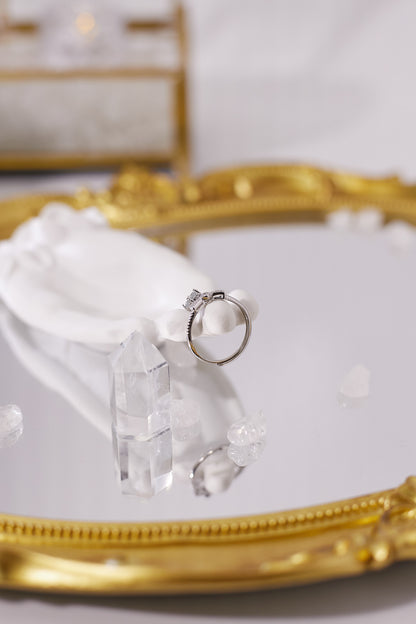 R034-Aquamarine Cut S925 Open Ring