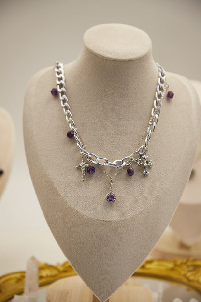 N006-Amethyst Gothic style magnetic necklace