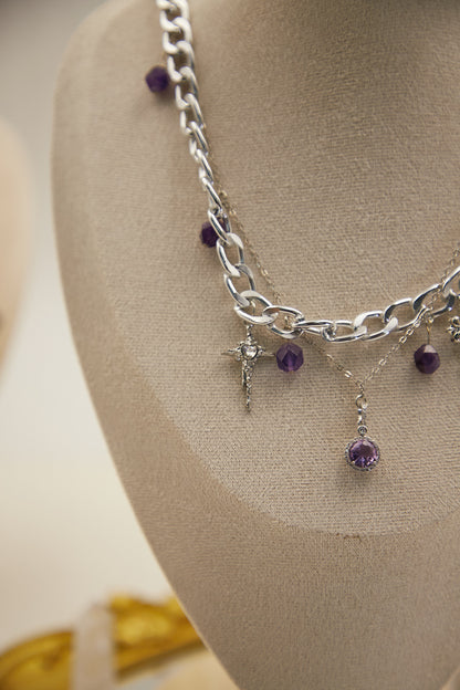 N006-Amethyst Gothic style magnetic necklace