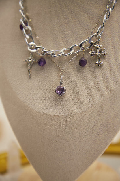 N006-Amethyst Gothic style magnetic necklace