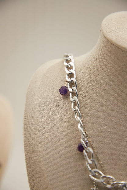 N006-Amethyst Gothic style magnetic necklace