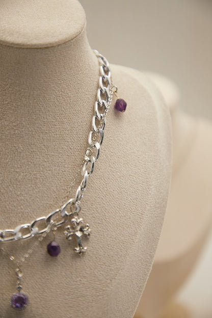 N006-Amethyst Gothic style magnetic necklace