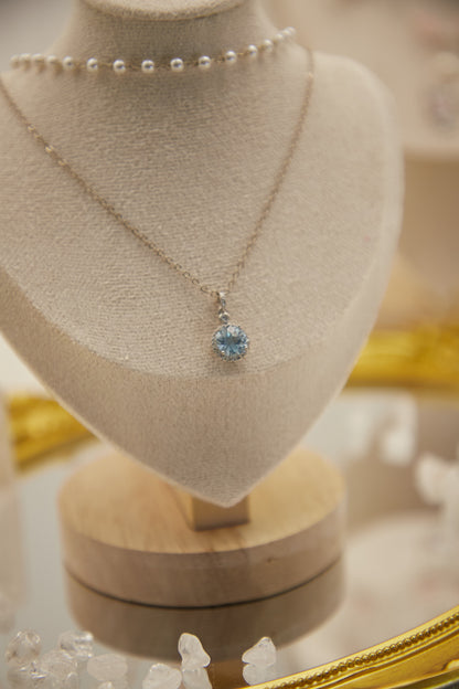 N008-Topaz imitation pearl double chain magnetic necklace