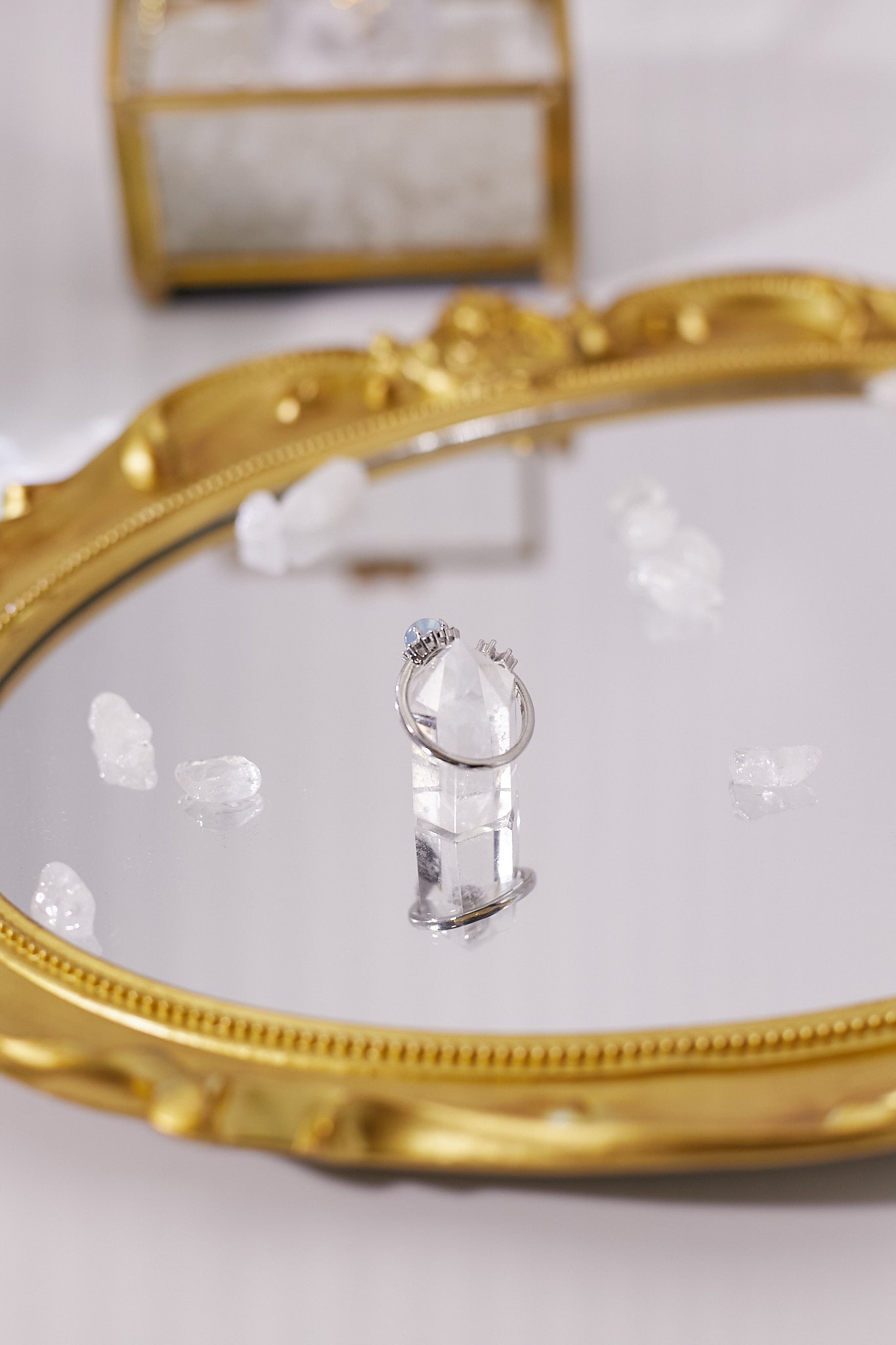 R038-Aquamarine Bow Open Ring