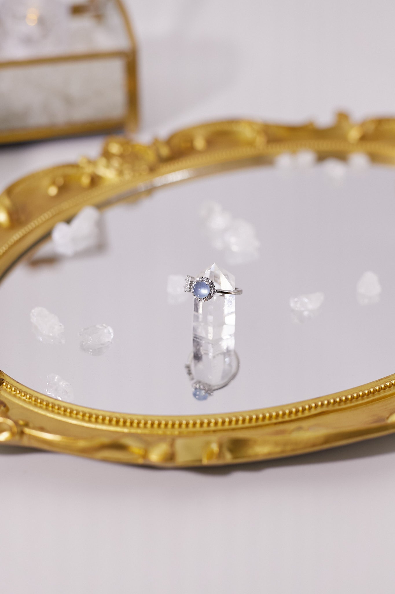 R038-Aquamarine Bow Open Ring