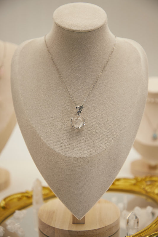 N011-White Asai Angel Pendant with Magnetic Necklace
