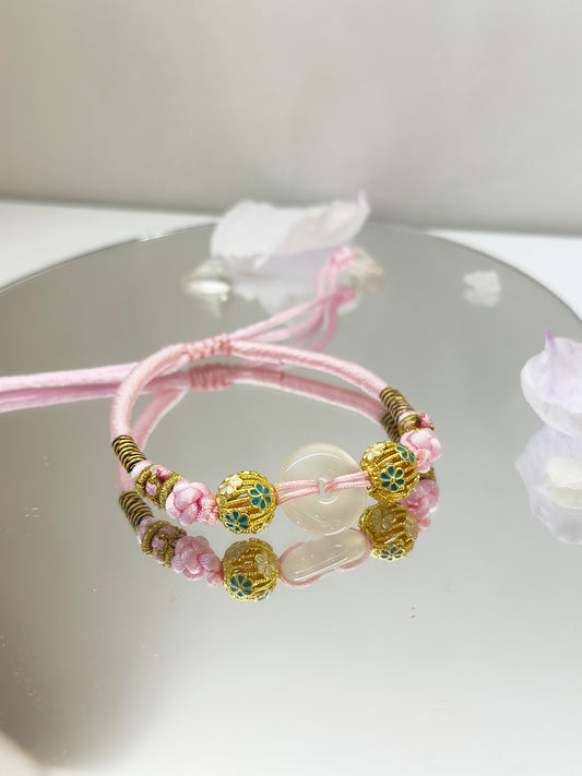 C104-冰種白玉髓平安扣小童手繩（包括加持）