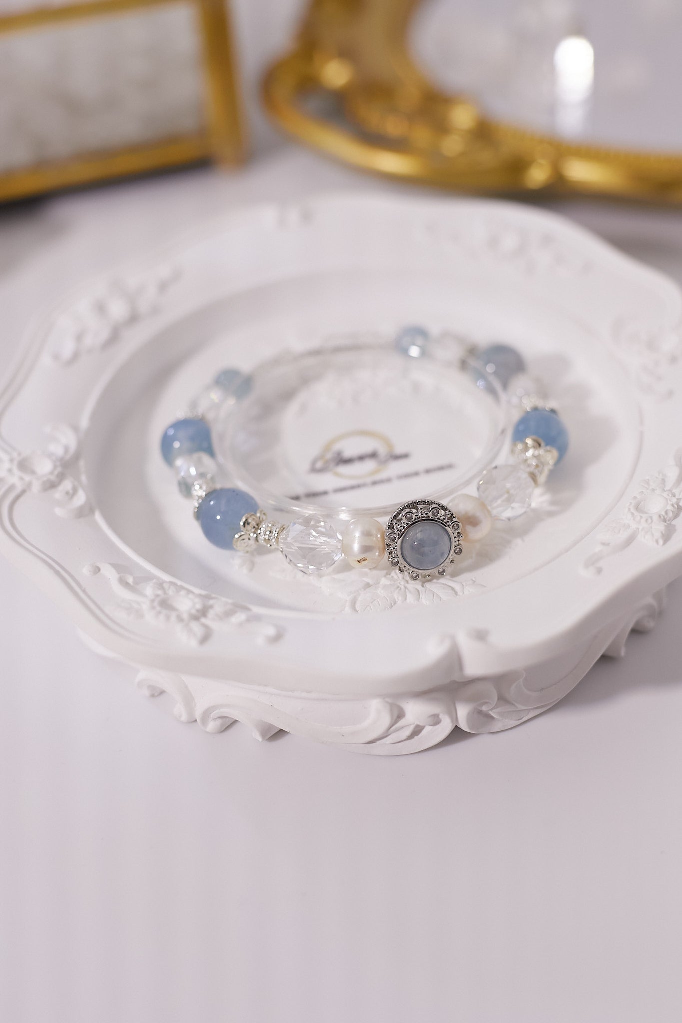 C030-Good Luck Aquamarine·White Crystal·Freshwater Pearl