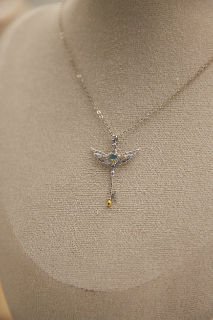 N016-Topaz・Citrine Magic Wand Pendant with Magnetic Necklace