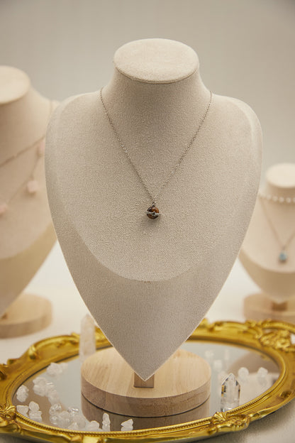 N017-Tiger Eye Stone Planet Pendant with Magnetic Necklace (Silver)
