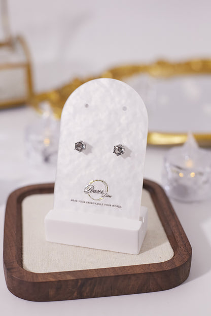 E029-White crystal earrings (6mm)