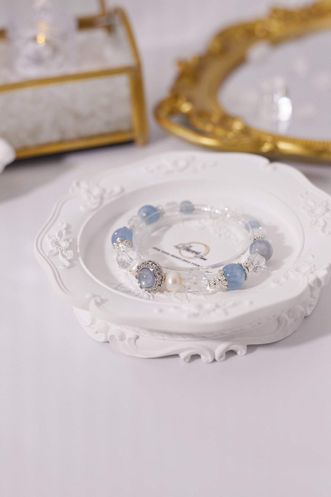 C030-Good Luck Aquamarine·White Crystal·Freshwater Pearl