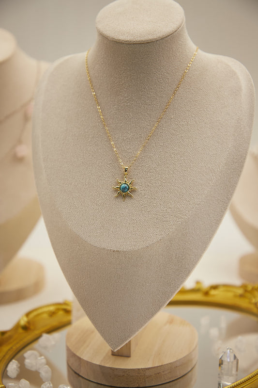 N021-Turquoise Pendant with Magnetic Necklace (Gold)