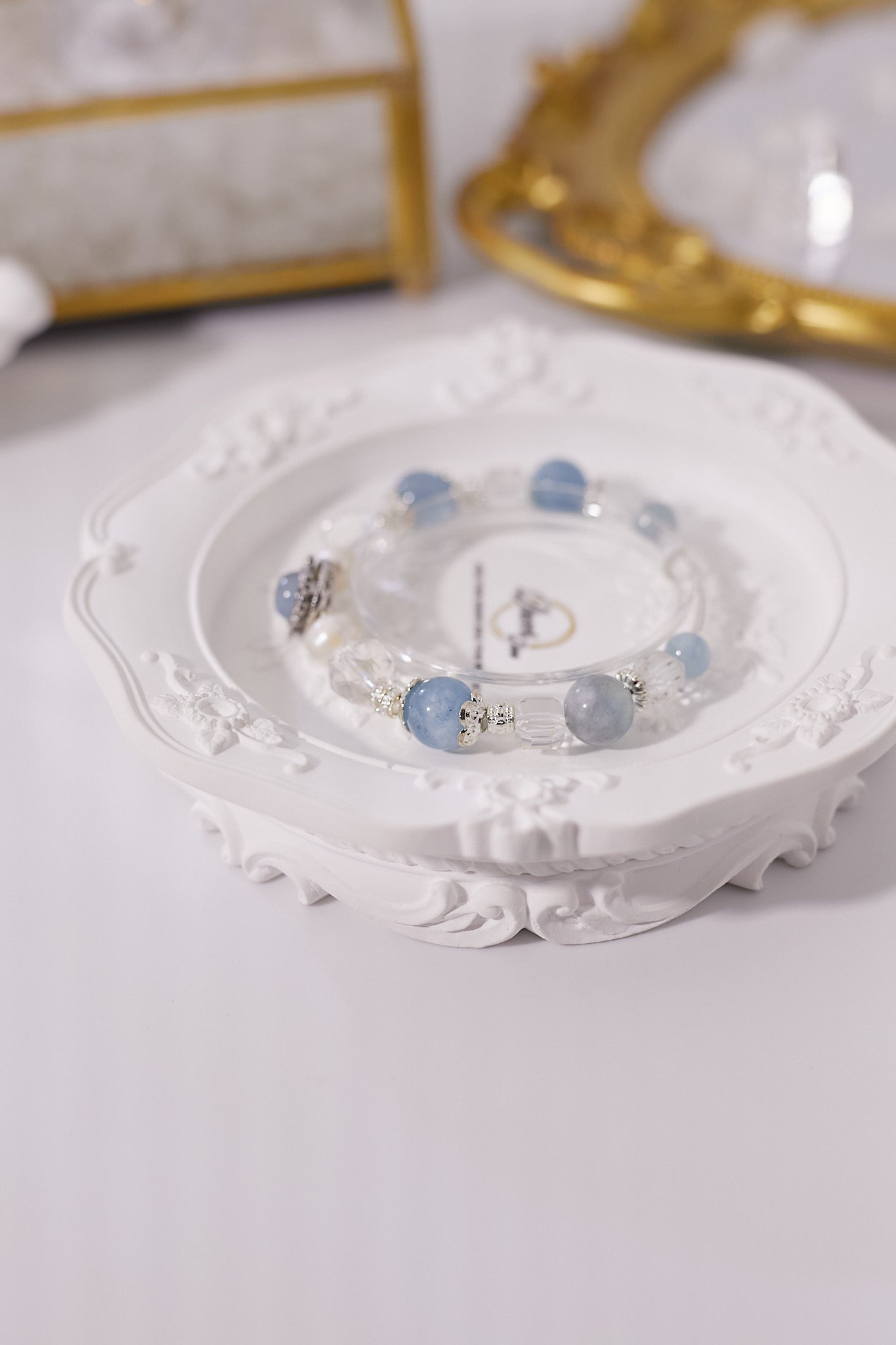 C030-Good Luck Aquamarine·White Crystal·Freshwater Pearl