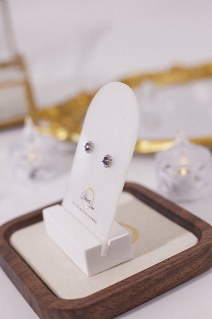 E035-Amethyst zircon earrings