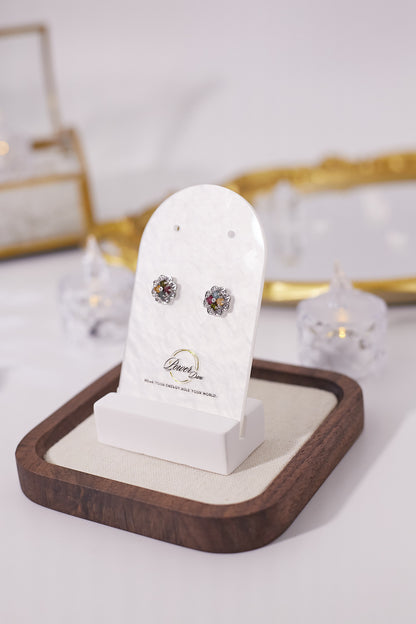 E036-Tourmaline Four-leaf Clover Shaped Zirconia Earrings