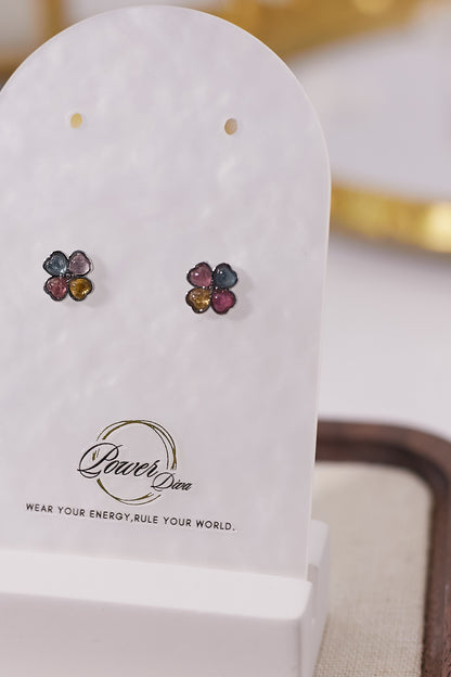 E038-Tourmaline Four-Leaf Clover Earrings (3mm)