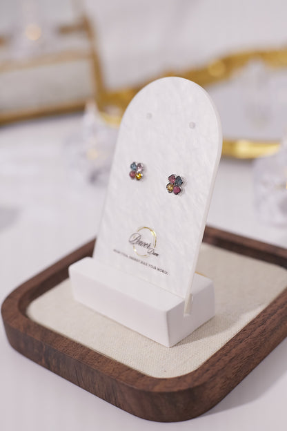 E038-Tourmaline Four-Leaf Clover Earrings (3mm)