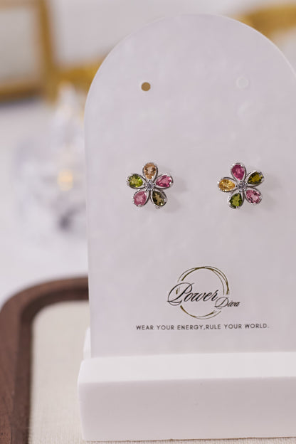 E039-Tourmaline flower earrings