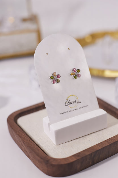 E039-Tourmaline flower earrings