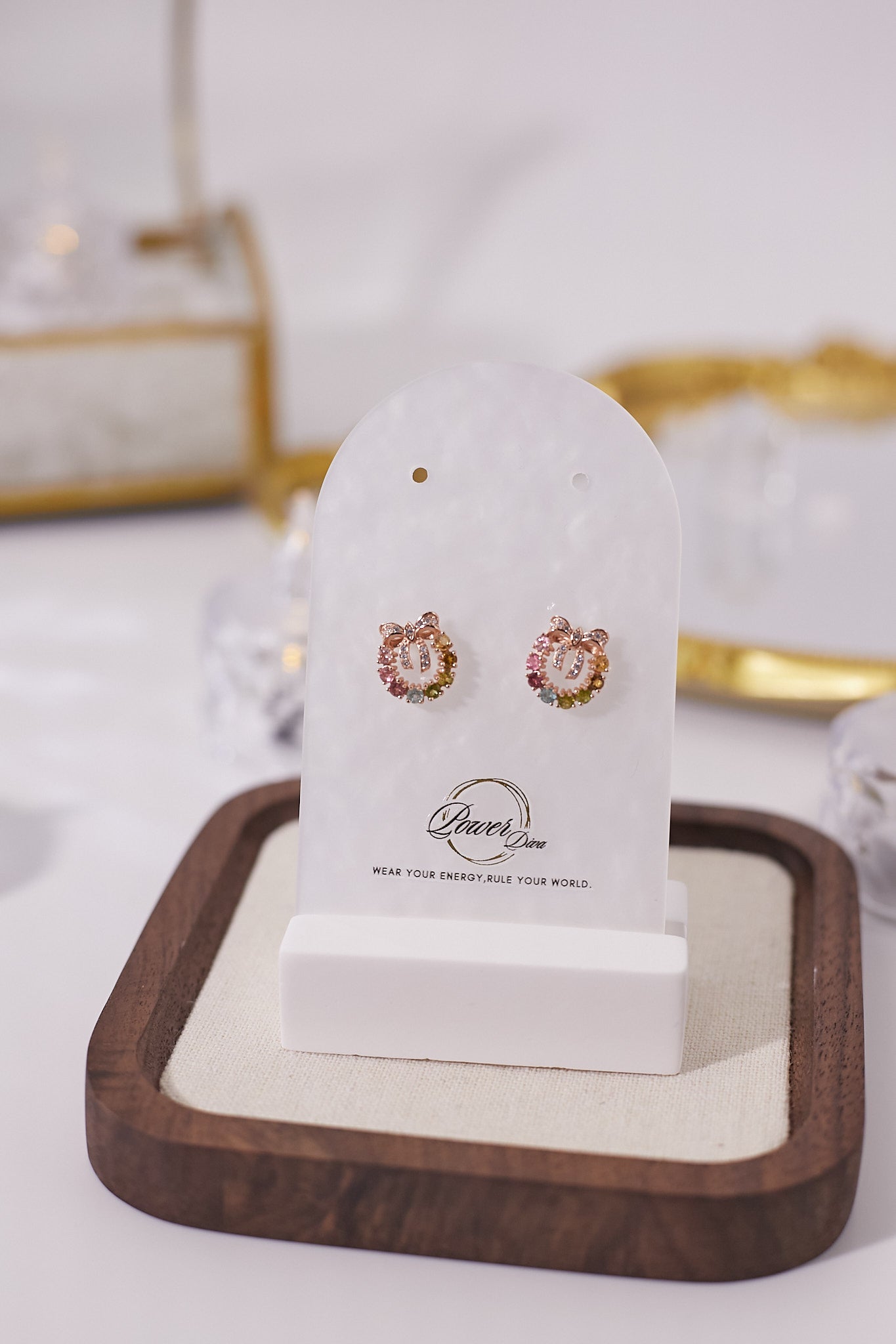 E040-Tourmaline Bow Hoop Earrings