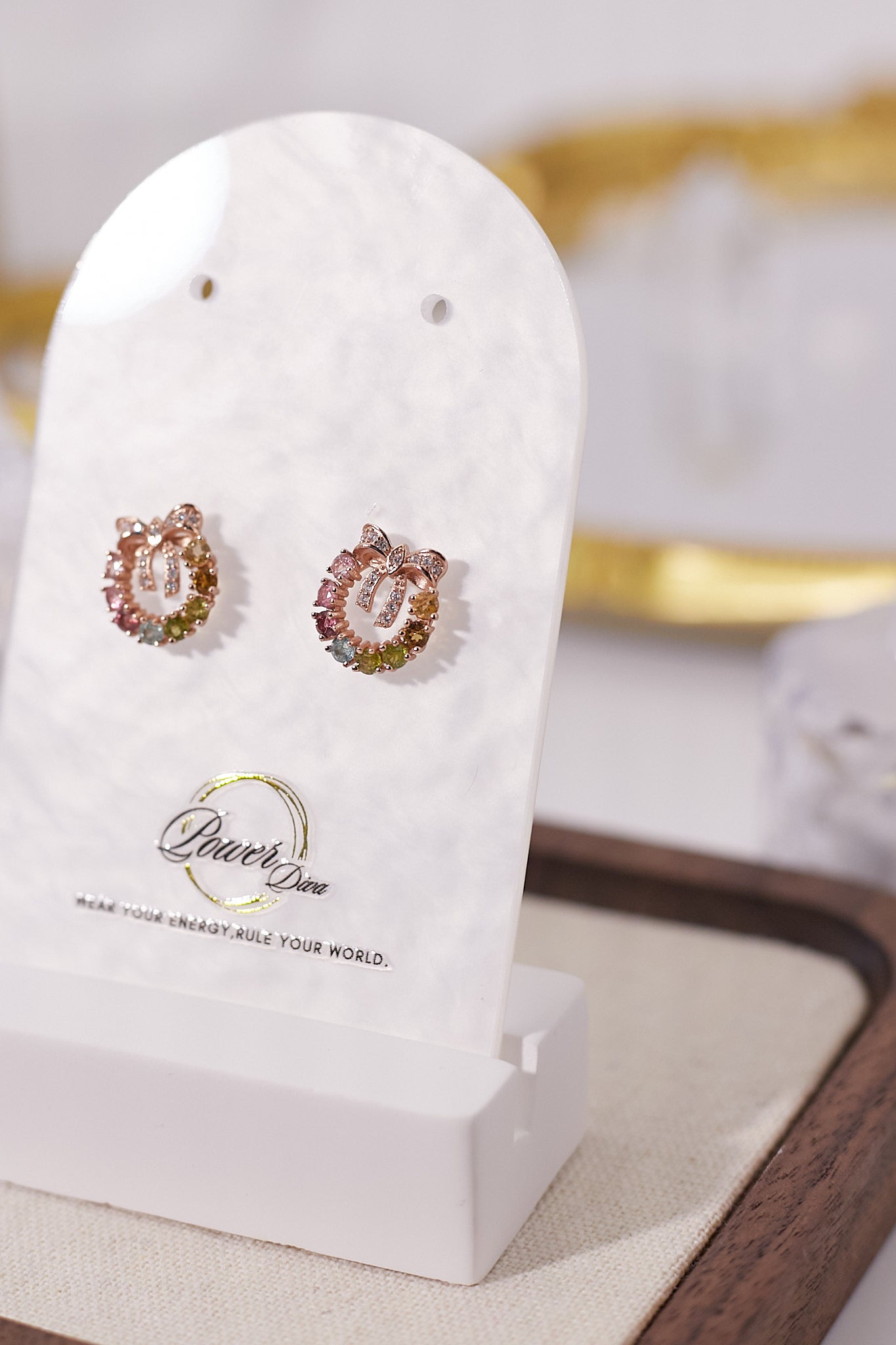 E040-Tourmaline Bow Hoop Earrings