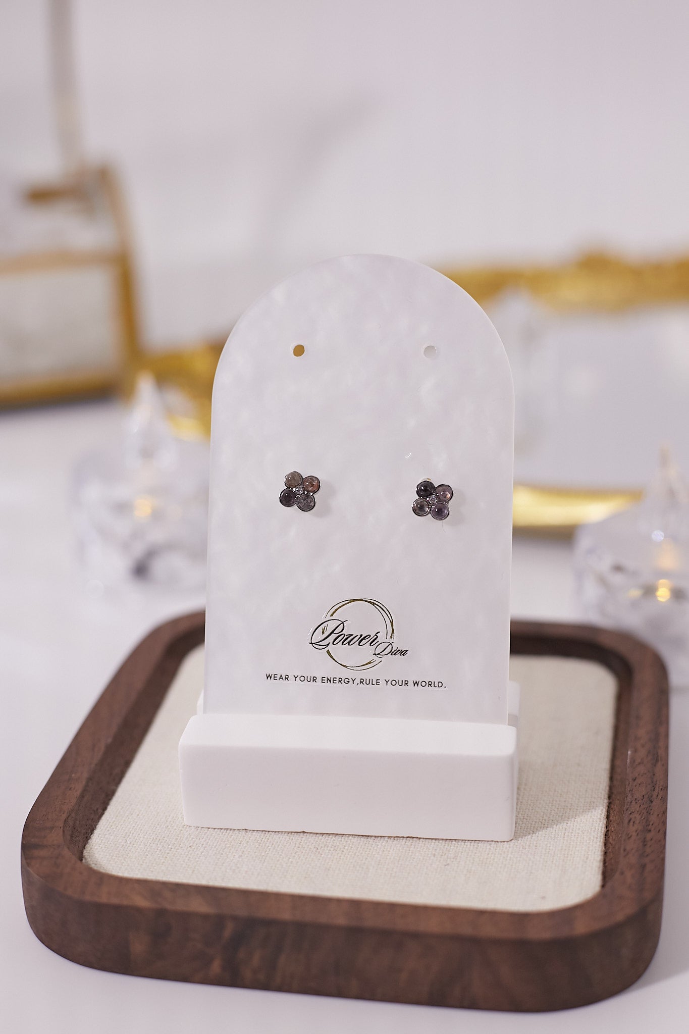 E041-Tourmaline Four-Leaf Clover Earrings (2.5mm)