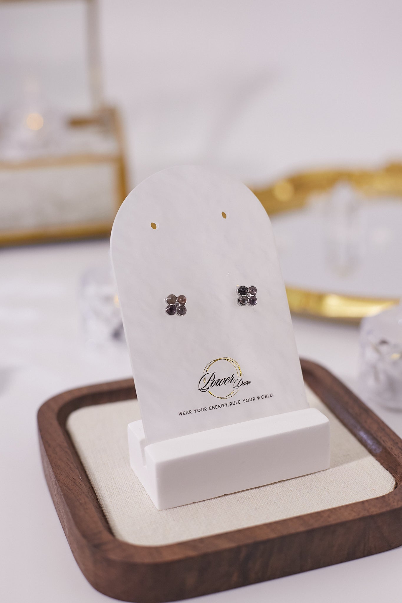 E041-Tourmaline Four-Leaf Clover Earrings (2.5mm)