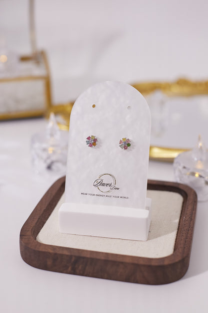 E042-Tourmaline flower-shaped earrings