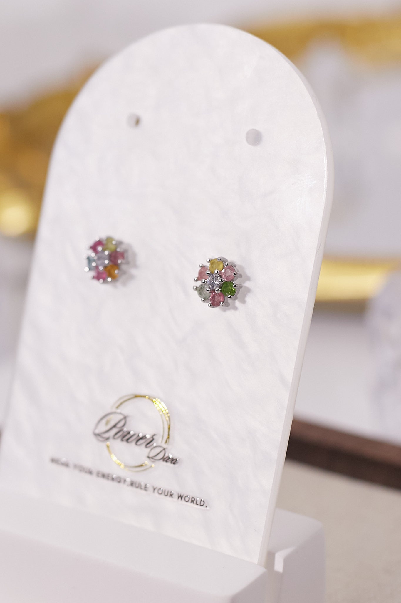 E042-Tourmaline flower-shaped earrings