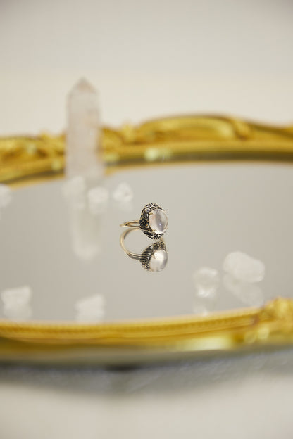 R006-Pink quartz S925 open ring