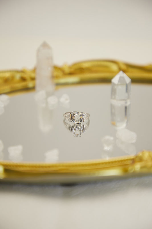 R007-White crystal S925 open ring