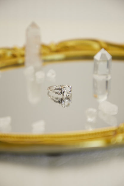 R007-White crystal S925 open ring