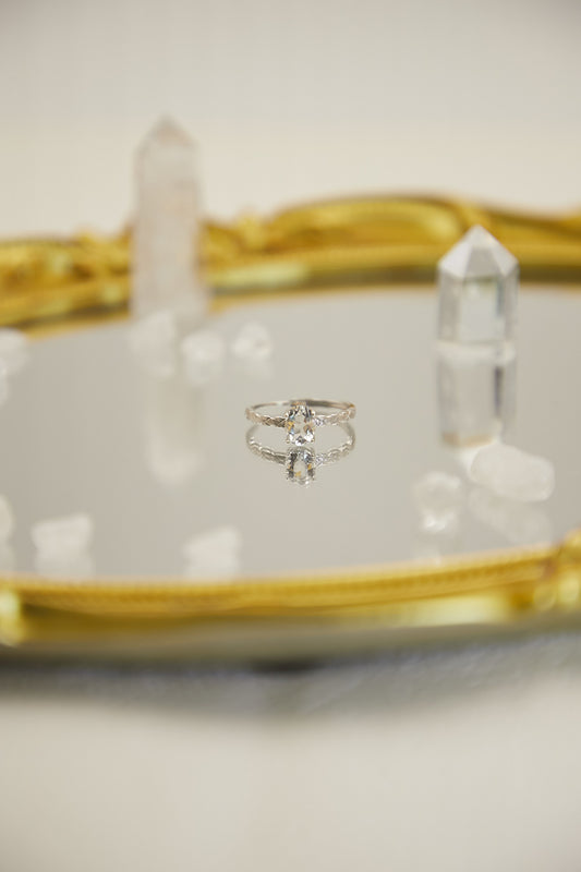 R008-White crystal S925 open ring