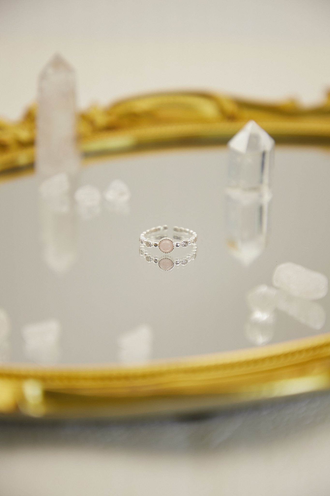 R011-Pink quartz S925 open ring