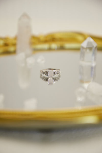 R015-Pink quartz S925 open ring