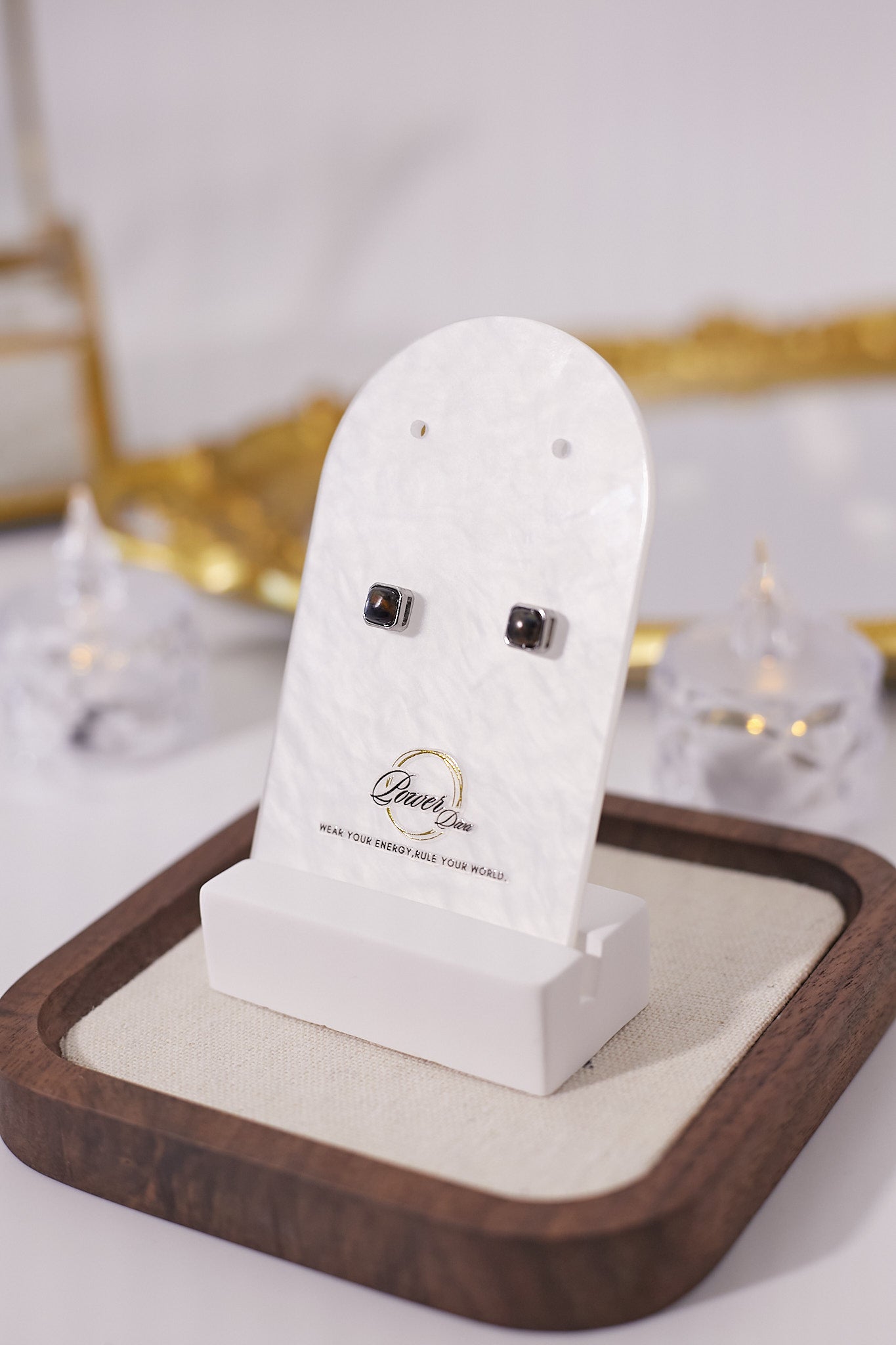 E055-Peter Stone Square Earrings