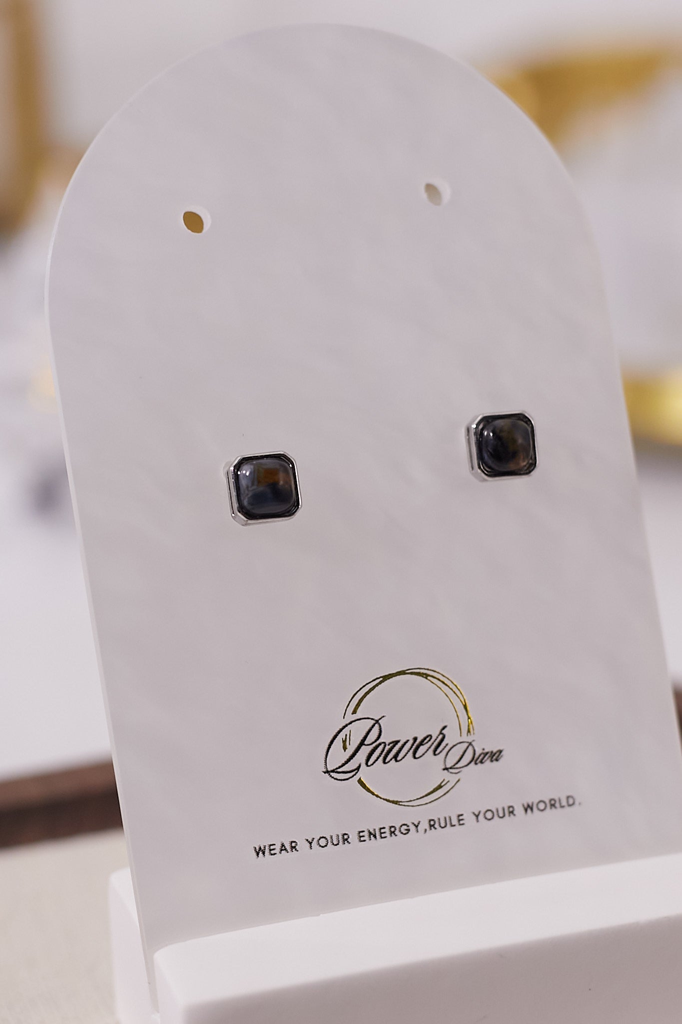 E055-Peter Stone Square Earrings