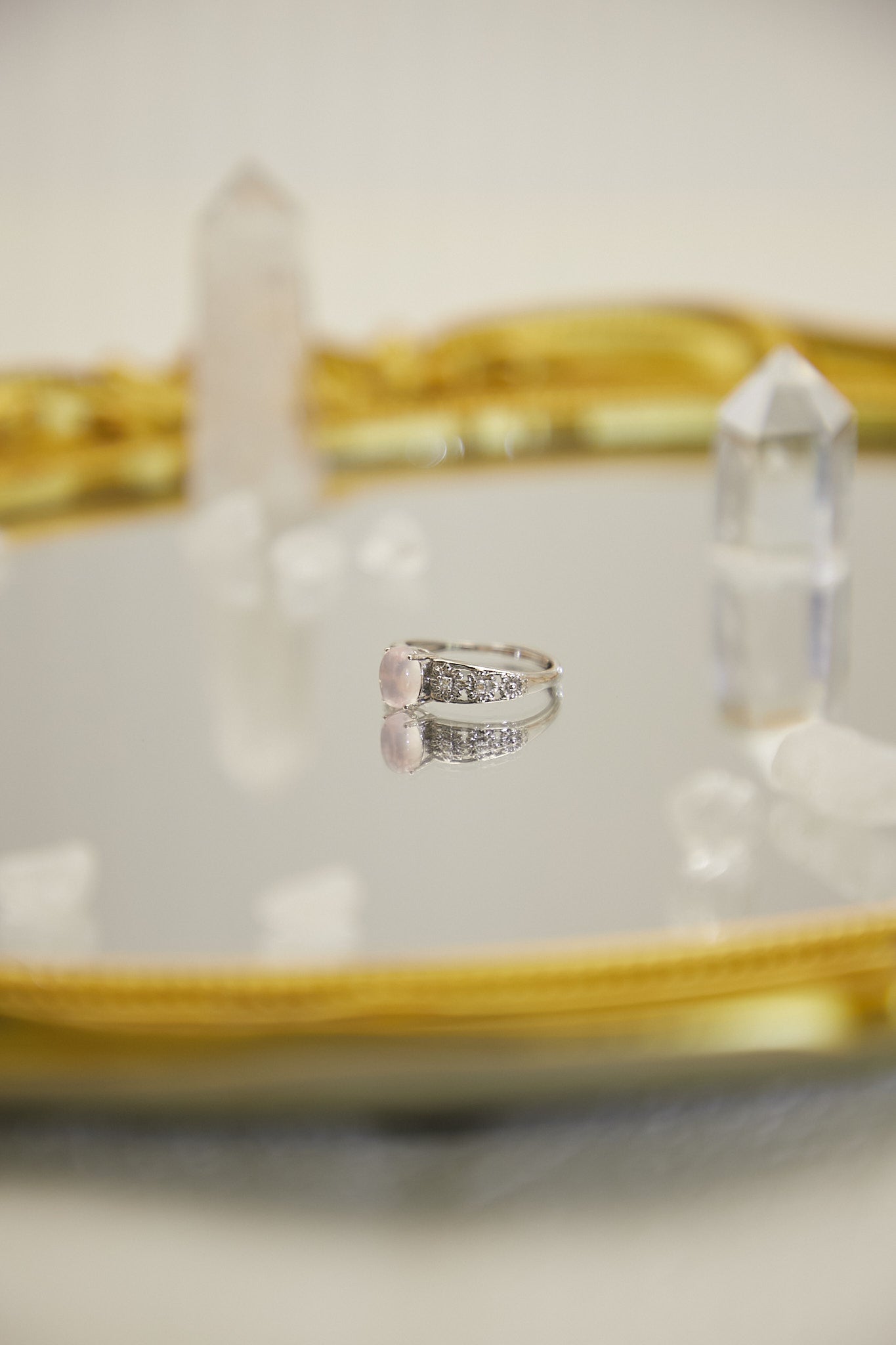 R015-Pink quartz S925 open ring