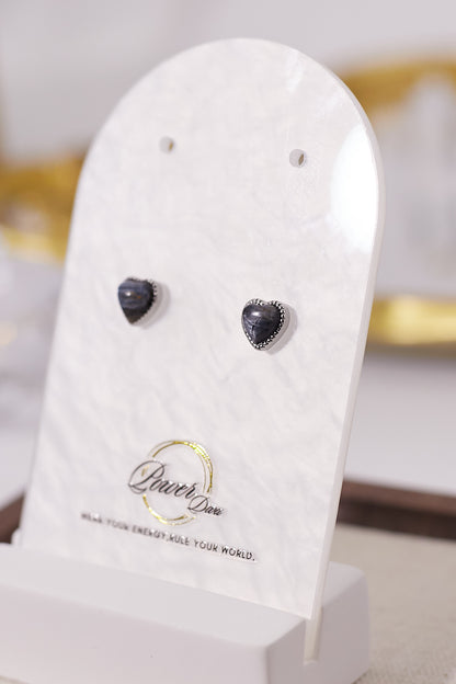 E056-Peter Stone Heart Shape Earrings