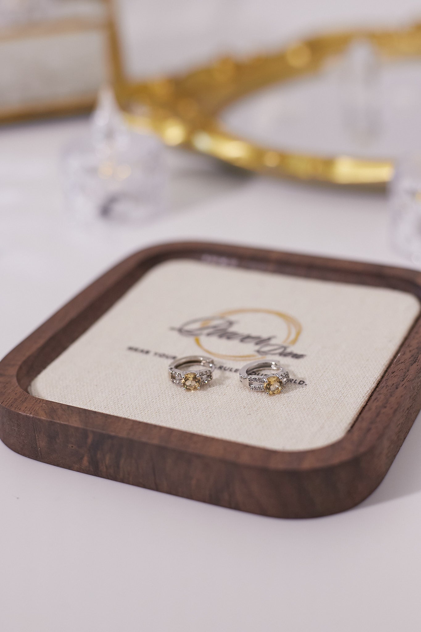 E057-Citrine zircon small earrings